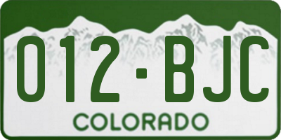 CO license plate 012BJC