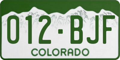 CO license plate 012BJF