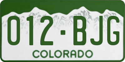 CO license plate 012BJG