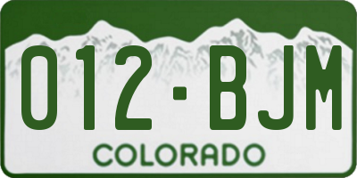 CO license plate 012BJM