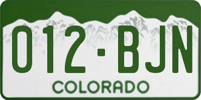CO license plate 012BJN
