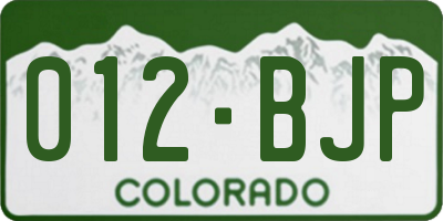CO license plate 012BJP