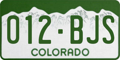 CO license plate 012BJS