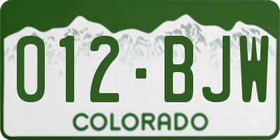 CO license plate 012BJW