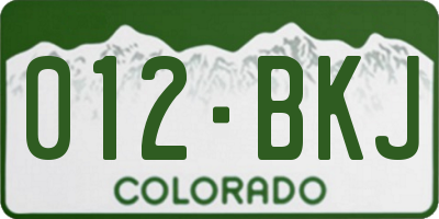 CO license plate 012BKJ