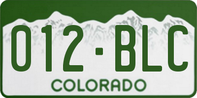 CO license plate 012BLC