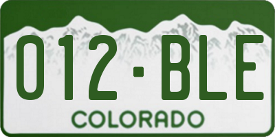 CO license plate 012BLE