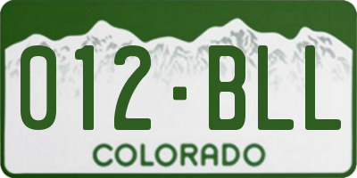 CO license plate 012BLL