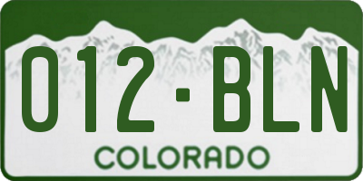 CO license plate 012BLN