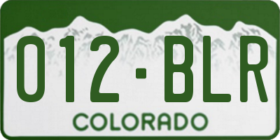 CO license plate 012BLR