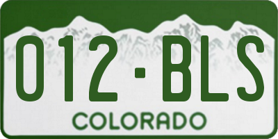 CO license plate 012BLS
