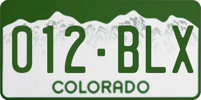 CO license plate 012BLX