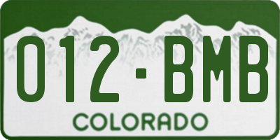 CO license plate 012BMB