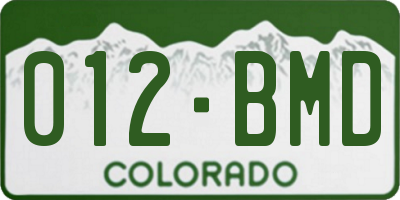 CO license plate 012BMD