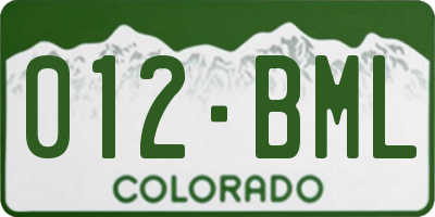 CO license plate 012BML