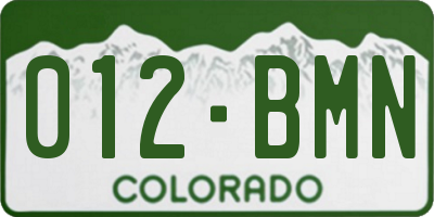 CO license plate 012BMN