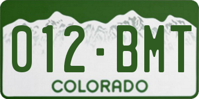 CO license plate 012BMT