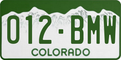 CO license plate 012BMW