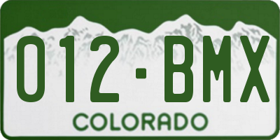 CO license plate 012BMX