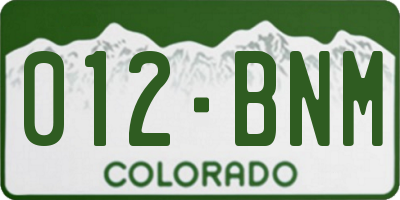 CO license plate 012BNM