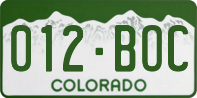 CO license plate 012BOC
