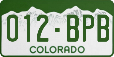 CO license plate 012BPB