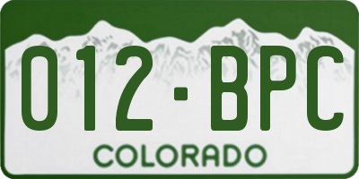 CO license plate 012BPC