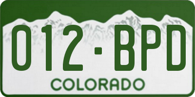 CO license plate 012BPD
