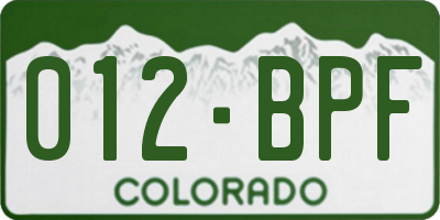 CO license plate 012BPF