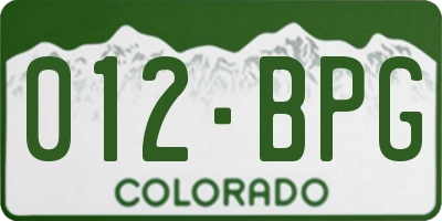 CO license plate 012BPG