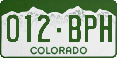 CO license plate 012BPH