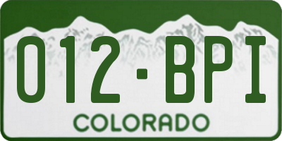 CO license plate 012BPI