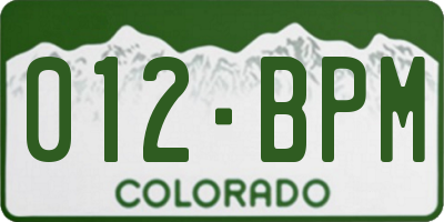 CO license plate 012BPM