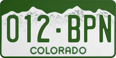 CO license plate 012BPN