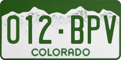 CO license plate 012BPV