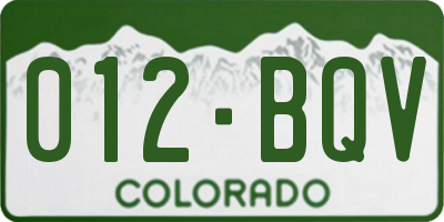 CO license plate 012BQV