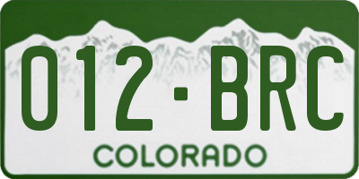 CO license plate 012BRC