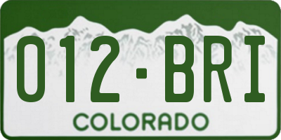 CO license plate 012BRI