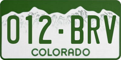 CO license plate 012BRV