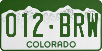 CO license plate 012BRW
