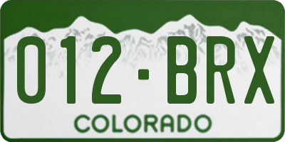 CO license plate 012BRX