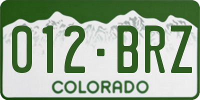 CO license plate 012BRZ