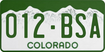 CO license plate 012BSA