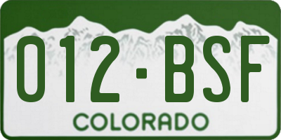 CO license plate 012BSF