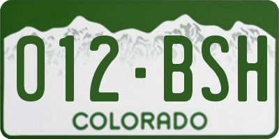 CO license plate 012BSH