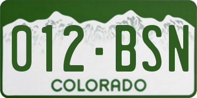 CO license plate 012BSN