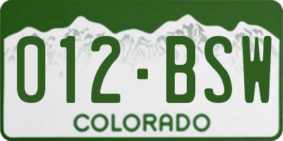 CO license plate 012BSW