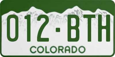 CO license plate 012BTH