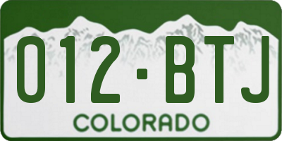 CO license plate 012BTJ