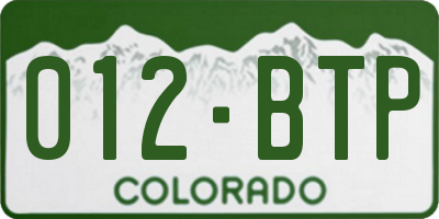 CO license plate 012BTP